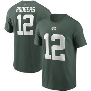 NIKE Men's Aaron Rodgers Green Bay Packers Name and Number T-Shirt Large New